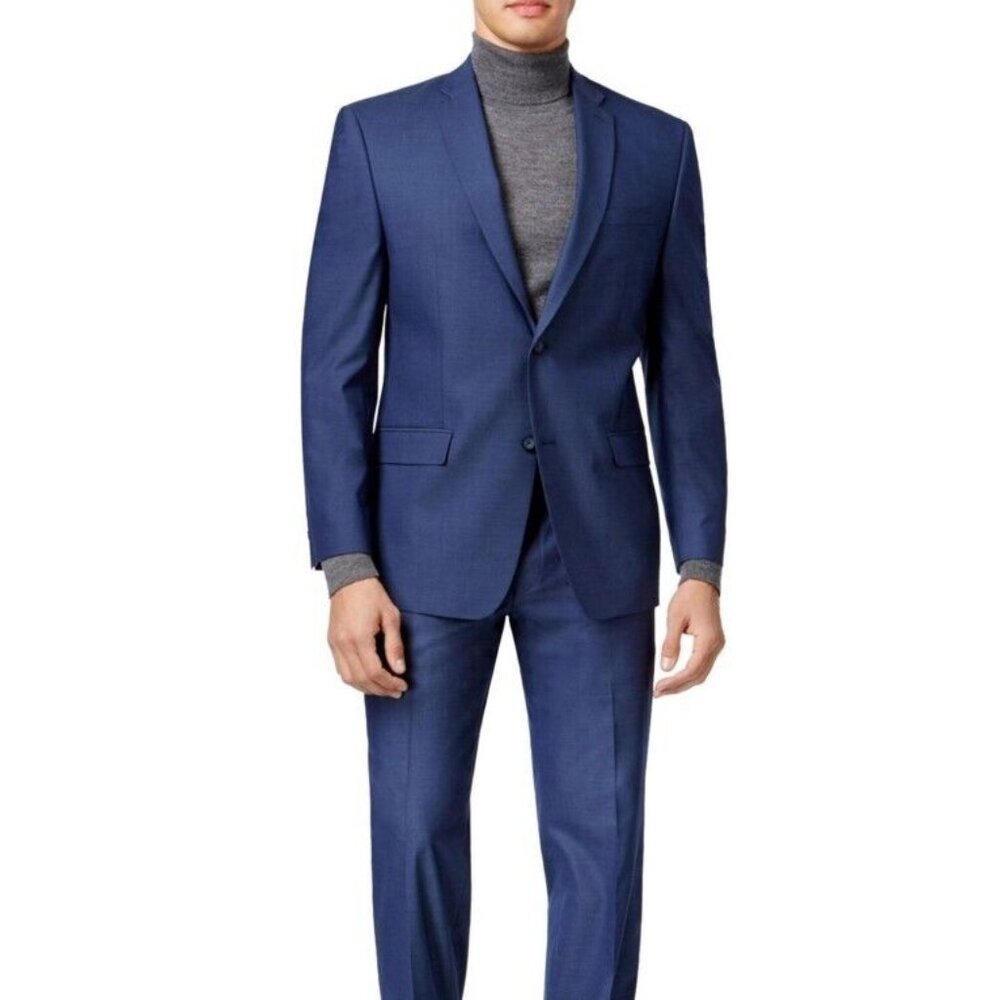 Andrew Marc Mens Slim Fit 40 Short Blue Two Button Suit Jacket NWT AY41